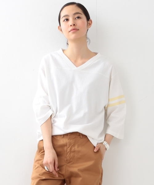 FRUIT OF THE LOOM（フルーツオブザルーム）の「FRUIT OF THE LOOM×BEAMS BOY / フットボール Vネック 8分袖（Tシャツ/カットソー・レディース・ホワイト/ブラック/ネイビー・ONE SIZE）」の16枚目の写真