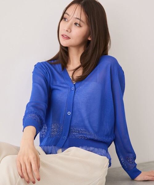 Jayro(ジャイロ)の「裾切替シアーカーディガン(カーディガン/ボレロ・レディース・ライトグレー/ホワイト系その他/グリーン/ベージュ/ピンク系その他2/オレンジ系その他4/ブラック/サックスブルー/ブルー・FREE)」の7枚目の写真