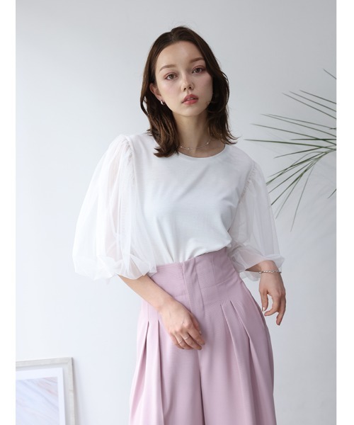 fifth(フィフス)の「【接触冷感】チュールドッキングスリーブTシャツ(Tシャツ/カットソー・レディース・ブルー/ホワイト/ブラック・M)」の19枚目の写真