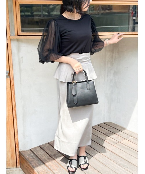fifth(フィフス)の「【接触冷感】チュールドッキングスリーブTシャツ(Tシャツ/カットソー・レディース・ブルー/ホワイト/ブラック・M)」の21枚目の写真