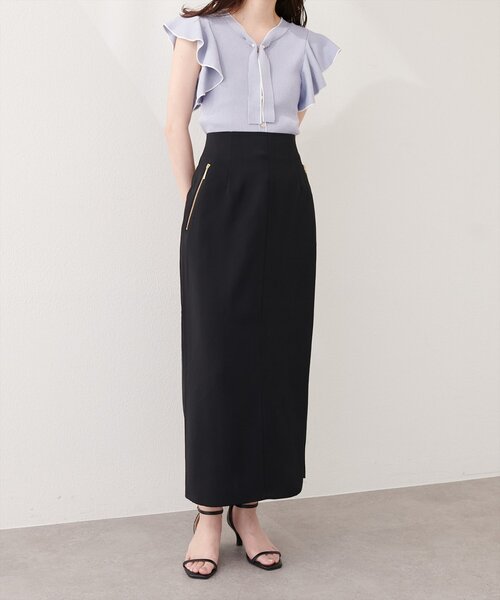 natural couture(ナチュラルクチュール)の「【sherbet line】接触冷感WZIPタイトスカート(スカート・レディース・ブラック/オフホワイト/ミント/イエロー・FREE)」の1枚目の写真