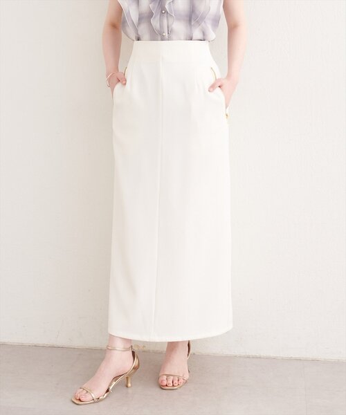 natural couture(ナチュラルクチュール)の「【sherbet line】接触冷感WZIPタイトスカート(スカート・レディース・ブラック/オフホワイト/ミント/イエロー・FREE)」の5枚目の写真