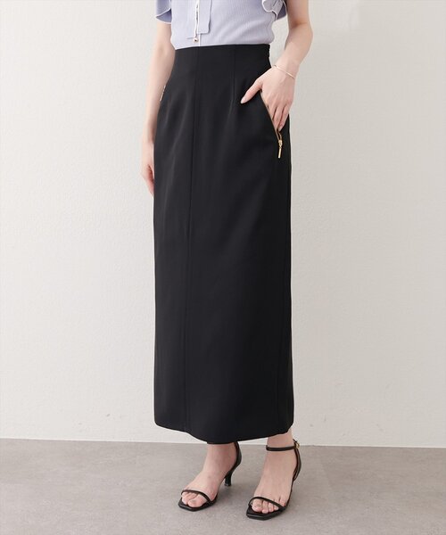 natural couture(ナチュラルクチュール)の「【sherbet line】接触冷感WZIPタイトスカート(スカート・レディース・ブラック/オフホワイト/ミント/イエロー・FREE)」の10枚目の写真
