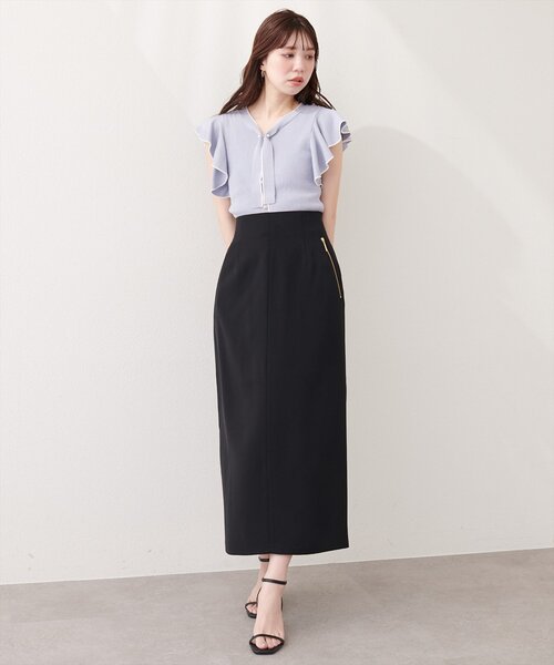 natural couture(ナチュラルクチュール)の「【sherbet line】接触冷感WZIPタイトスカート(スカート・レディース・ブラック/オフホワイト/ミント/イエロー・FREE)」の12枚目の写真
