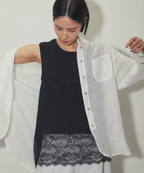 SMILE ORCHID（スマイルオーキッド）の「裾レース イレヘムノースリプルオーバー（Tシャツ/カットソー・レディース・オフホワイト/ブラック・FREE）」の19枚目の写真