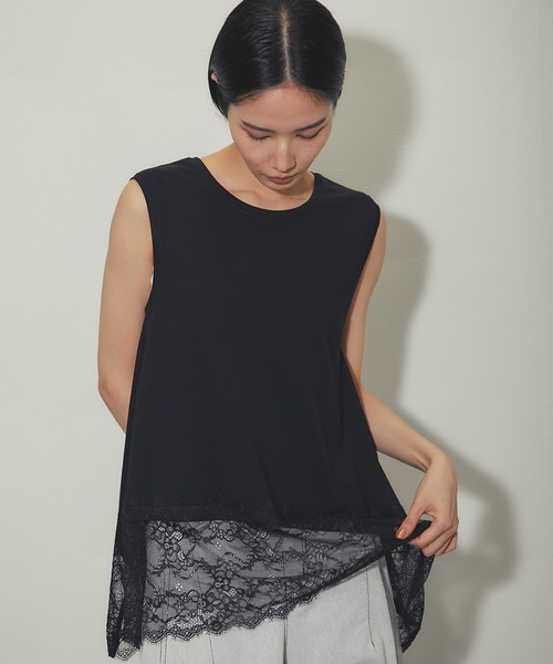 SMILE ORCHID（スマイルオーキッド）の「裾レース イレヘムノースリプルオーバー（Tシャツ/カットソー・レディース・オフホワイト/ブラック・FREE）」の7枚目の写真