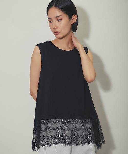 SMILE ORCHID（スマイルオーキッド）の「裾レース イレヘムノースリプルオーバー（Tシャツ/カットソー・レディース・オフホワイト/ブラック・FREE）」の3枚目の写真