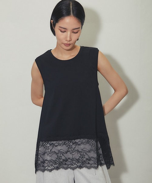 SMILE ORCHID（スマイルオーキッド）の「裾レース イレヘムノースリプルオーバー（Tシャツ/カットソー・レディース・オフホワイト/ブラック・FREE）」の15枚目の写真