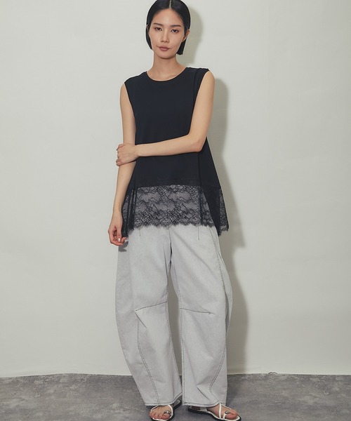 SMILE ORCHID（スマイルオーキッド）の「裾レース イレヘムノースリプルオーバー（Tシャツ/カットソー・レディース・オフホワイト/ブラック・FREE）」の17枚目の写真