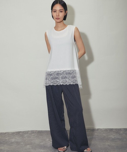 SMILE ORCHID（スマイルオーキッド）の「裾レース イレヘムノースリプルオーバー（Tシャツ/カットソー・レディース・オフホワイト/ブラック・FREE）」の22枚目の写真