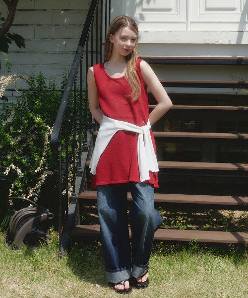 MICANE（ミケーネ）の「ウナレイヤードニットドレス（ワンピース・レディース・レッド/アイボリー・SMALL/MEDIUM/LARGE/X-LARGE）」の8枚目の写真