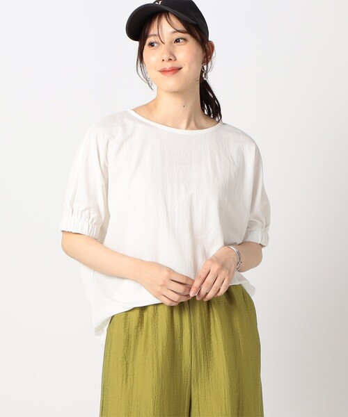 Grand PARK(グランドパーク)の「接触冷感鹿の子パフスリーブカットソー(その他トップス・レディース・ブラック/ホワイト/ライトグリーン/ピンク・FREE)」の1枚目の写真