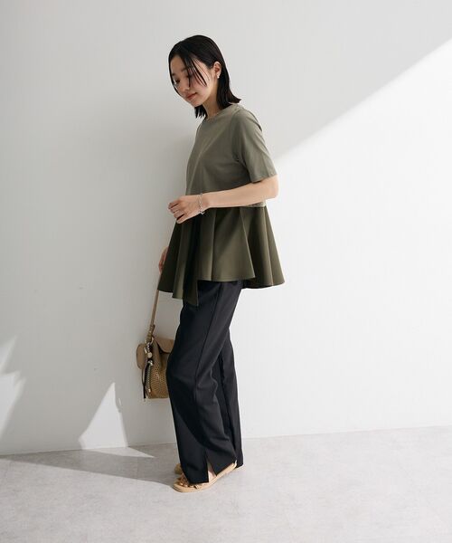 Green Parks(グリーンパークス)の「異素材ドッキングペプラムプルオーバー(Tシャツ/カットソー・レディース・ブラウン/ホワイト/カーキ・FREE)」の12枚目の写真