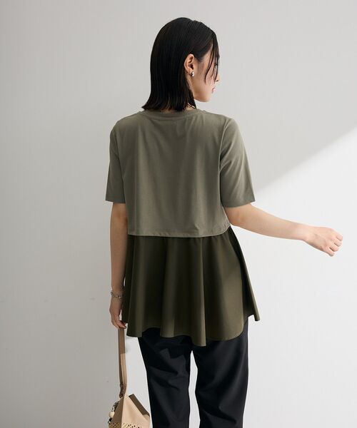 Green Parks(グリーンパークス)の「異素材ドッキングペプラムプルオーバー(Tシャツ/カットソー・レディース・ブラウン/ホワイト/カーキ・FREE)」の16枚目の写真