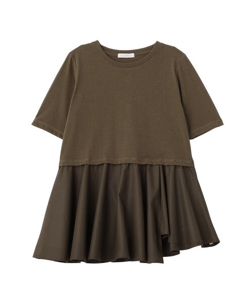 Green Parks(グリーンパークス)の「異素材ドッキングペプラムプルオーバー(Tシャツ/カットソー・レディース・ブラウン/ホワイト/カーキ・FREE)」の9枚目の写真