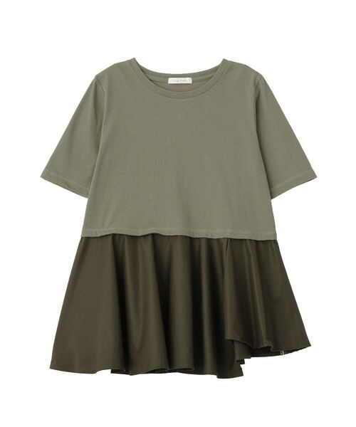 Green Parks(グリーンパークス)の「異素材ドッキングペプラムプルオーバー(Tシャツ/カットソー・レディース・ブラウン/ホワイト/カーキ・FREE)」の10枚目の写真