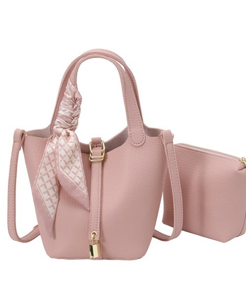 ONEP STAR(ワンピスター)の「ミニポーチ付き×2WAYハンドバッグ(ショルダーバッグ・レディース・グレイッシュブルー/カーキ/ブラック/ブラウン/オフホワイト/イエロー/ピンク・FREE)」の22枚目の写真