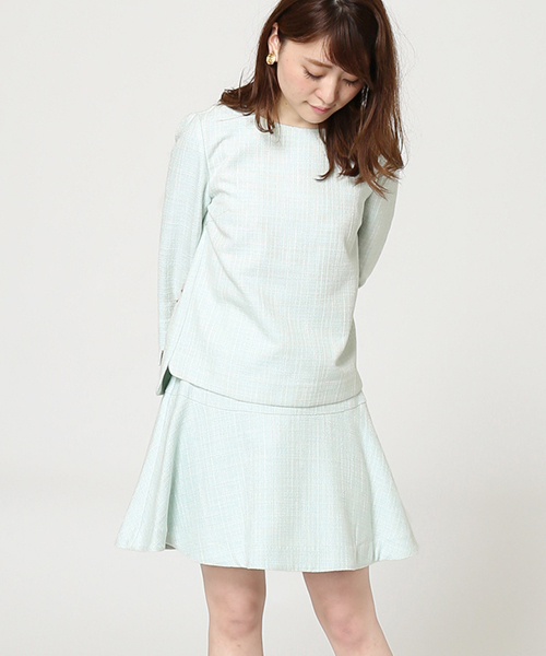 LIMITLESS LUXURY（リミットレスラグジュアリー）の「ツイードスカート◆（スカート・レディース・ホワイト/ネイビー/サックスブルー・36/38）」の18枚目の写真