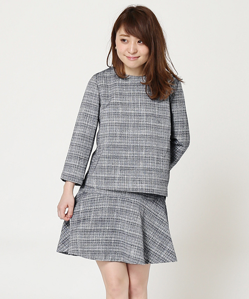 LIMITLESS LUXURY（リミットレスラグジュアリー）の「ツイードスカート◆（スカート・レディース・ホワイト/ネイビー/サックスブルー・36/38）」の8枚目の写真