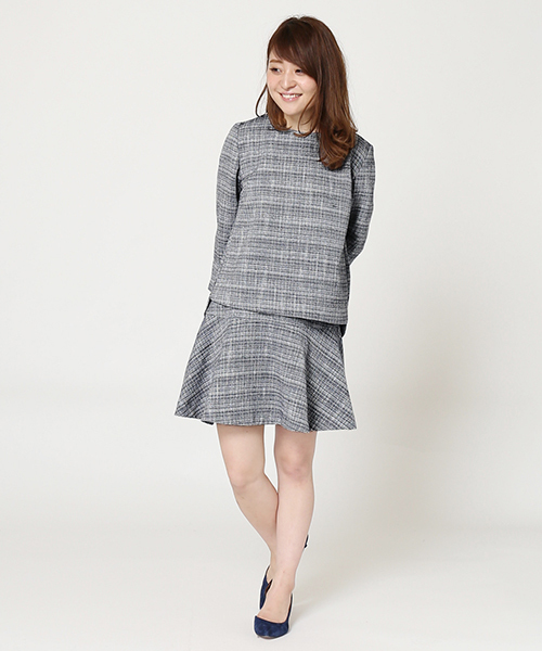 LIMITLESS LUXURY（リミットレスラグジュアリー）の「ツイードスカート◆（スカート・レディース・ホワイト/ネイビー/サックスブルー・36/38）」の9枚目の写真