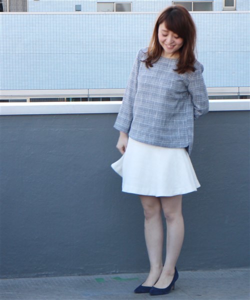 LIMITLESS LUXURY（リミットレスラグジュアリー）の「ツイードスカート◆（スカート・レディース・ホワイト/ネイビー/サックスブルー・36/38）」の10枚目の写真