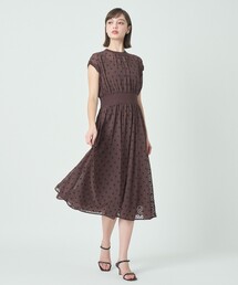 フラワー刺繍ドットフレア ワンピース