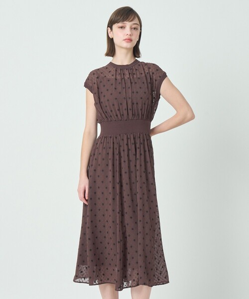 ANAYI(アナイ)の「フラワー刺繍ドットフレア ワンピース(ワンピース・レディース・ネイビー/ブラウン・36/38)」の5枚目の写真