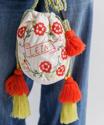 LEIN（リーン）の「コットンリネン刺繍巾着バッグ（ハンドバッグ）」