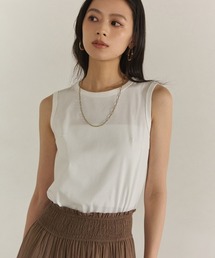 anuans（アニュアンス）の「【WEB限定】シルクタッチコットンスリーブレスTシャツ（Tシャツ/カットソー）」