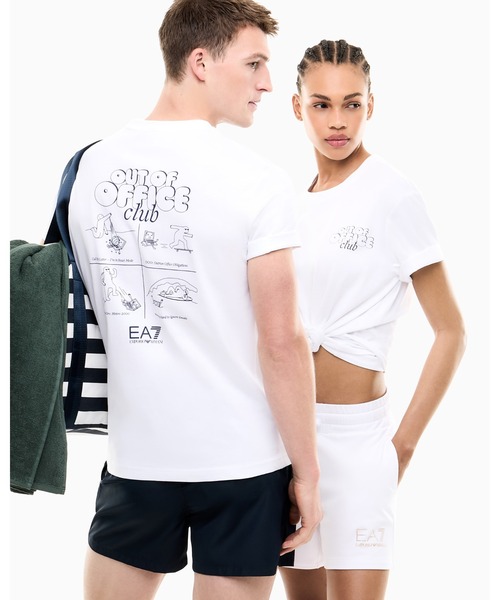 EMPORIO ARMANI EA7(エンポリオアルマーニイーエーセブン)の「<オンライン限定>【エンポリオ アルマーニ EA7】プリント入り ピュアコットンTシャツ(Tシャツ/カットソー・メンズ・ホワイト×レッド/ホワイト系その他/ホワイト×グリーン/ホワイト・LARGE/MEDIUM/SMALL/X-LARGE/X-SMALL)」の2枚目の写真