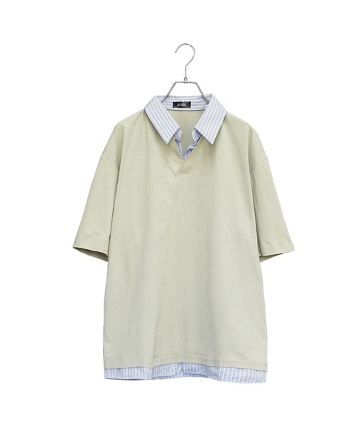 MinoriTY(マイノリティ)の「【MinoriTY】ストライプレイヤード半袖シャツ メンズ 夏服 ユニセックス 半袖(シャツ/ブラウス・メンズ・ベージュ/ホワイト/ブラック・M/L)」の13枚目の写真