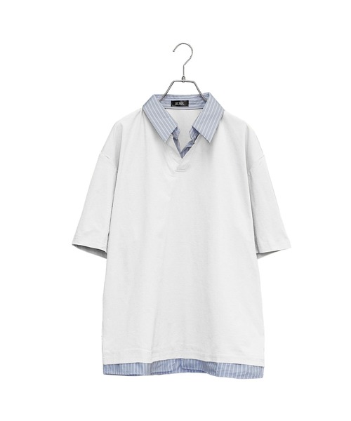 MinoriTY(マイノリティ)の「【MinoriTY】ストライプレイヤード半袖シャツ メンズ 夏服 ユニセックス 半袖(シャツ/ブラウス・メンズ・ベージュ/ホワイト/ブラック・M/L)」の18枚目の写真