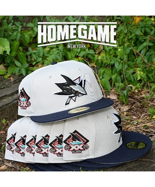 Lafayette（ラファイエット）の「ニューエラ【NEW ERA】- サンノゼ・シャークス キャップ HOMEGAME別注【San Jose Sharks 59FIFTY 20th Anniv. Bone/Dark Navy】（キャップ・メンズ・ホワイト×ネイビー・7 3/8/7/7 1/4/7 1/8）」の4枚目の写真
