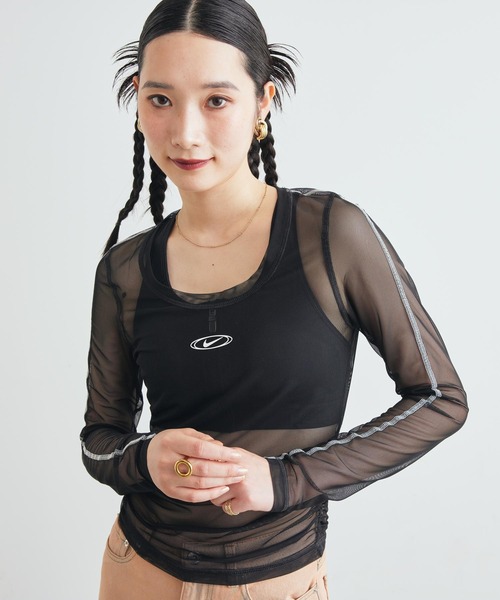 NIKE(ナイキ)の「ナイキ スポーツウェア ウィメンズ スリム ロングスリーブ シアー トップス / Nike Sportswear Women's Slim Long-Sleeve Sheer Top IM8406-010 Black(その他トップス・レディース・ブラック・XS/XL/S/M/L)」の5枚目の写真