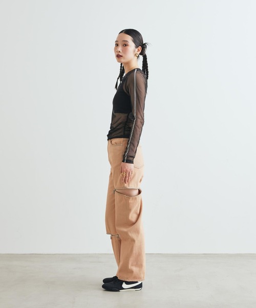 NIKE(ナイキ)の「ナイキ スポーツウェア ウィメンズ スリム ロングスリーブ シアー トップス / Nike Sportswear Women's Slim Long-Sleeve Sheer Top IM8406-010 Black(その他トップス・レディース・ブラック・XS/XL/S/M/L)」の7枚目の写真