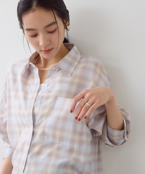 VIS(ビス)の「オンブレチェックオーバーシャツ(シャツ/ブラウス・レディース・ブラック系その他/ブラウン系その他2/サックスブルー・FREE)」の1枚目の写真