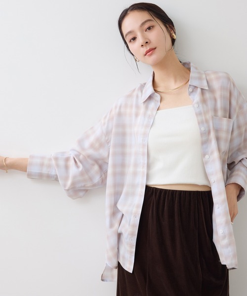VIS(ビス)の「オンブレチェックオーバーシャツ(シャツ/ブラウス・レディース・ブラック系その他/ブラウン系その他2/サックスブルー・FREE)」の8枚目の写真