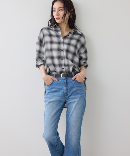 VIS(ビス)の「オンブレチェックオーバーシャツ(シャツ/ブラウス・レディース・ブラック系その他/ブラウン系その他2/サックスブルー・FREE)」の7枚目の写真