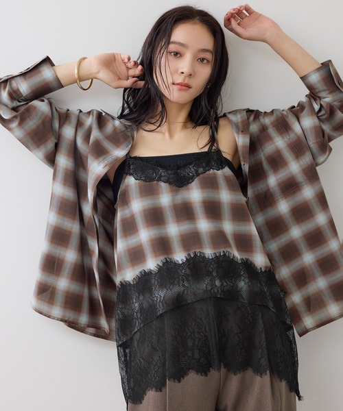 VIS(ビス)の「オンブレチェックオーバーシャツ(シャツ/ブラウス・レディース・ブラック系その他/ブラウン系その他2/サックスブルー・FREE)」の13枚目の写真