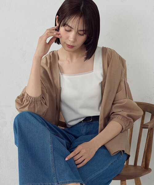 COMME CA ISM（コムサイズム）の「2WAY スクエアネック タンクトップ（タンクトップ・レディース・ホワイト/ブラック・LARGE/MEDIUM）」の3枚目の写真