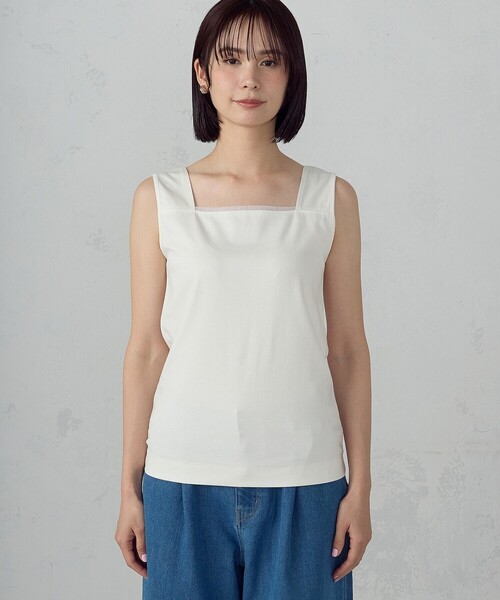 COMME CA ISM（コムサイズム）の「2WAY スクエアネック タンクトップ（タンクトップ・レディース・ホワイト/ブラック・LARGE/MEDIUM）」の6枚目の写真