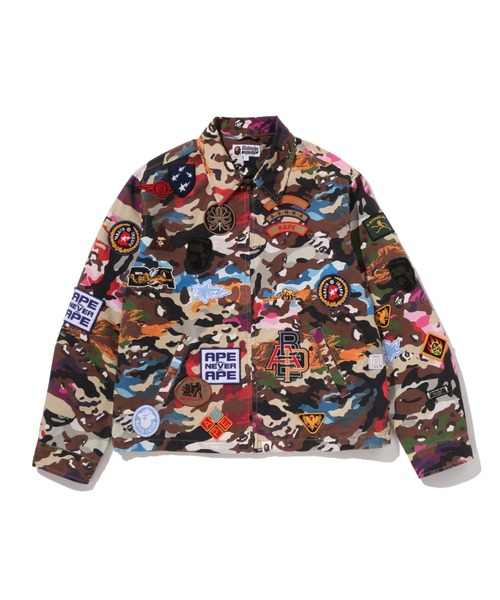 A BATHING APE(アベイシングエイプ)の「HYBRID CAMO MULTI BADGE JACKET(ミリタリージャケット・メンズ・マルチ/オリーブ・MEDIUM/LARGE)」の2枚目の写真