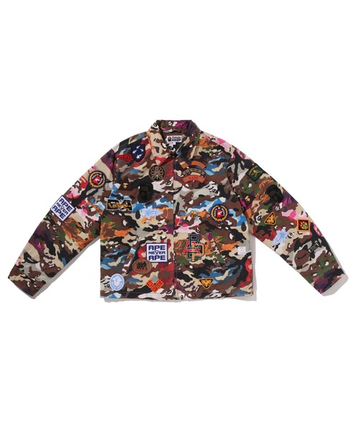 A BATHING APE(アベイシングエイプ)の「HYBRID CAMO MULTI BADGE JACKET(ミリタリージャケット・メンズ・マルチ/オリーブ・MEDIUM/LARGE)」の6枚目の写真