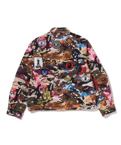 A BATHING APE(アベイシングエイプ)の「HYBRID CAMO MULTI BADGE JACKET(ミリタリージャケット・メンズ・マルチ/オリーブ・MEDIUM/LARGE)」の13枚目の写真