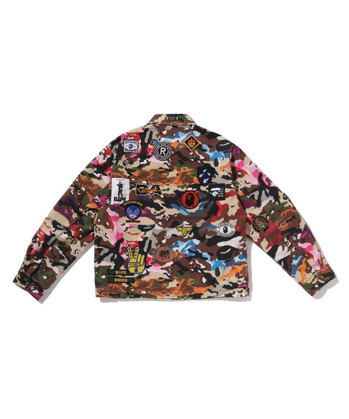 A BATHING APE(アベイシングエイプ)の「HYBRID CAMO MULTI BADGE JACKET(ミリタリージャケット・メンズ・マルチ/オリーブ・MEDIUM/LARGE)」の8枚目の写真