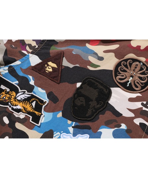 A BATHING APE(アベイシングエイプ)の「HYBRID CAMO MULTI BADGE JACKET(ミリタリージャケット・メンズ・マルチ/オリーブ・MEDIUM/LARGE)」の10枚目の写真