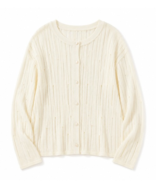 DAY CLOSET（デイ クローゼット）の「【上品見えする繊細ダメージ加工/2WAYボタン】軽く羽織れる。長袖 透かし編み サマー リブ ニット シアーカーディガン レディース/冷房対策（カーディガン/ボレロ・レディース・グレー/アイボリー/ベージュ/ライトブルー/ライム/ブラック・FREE）」の9枚目の写真