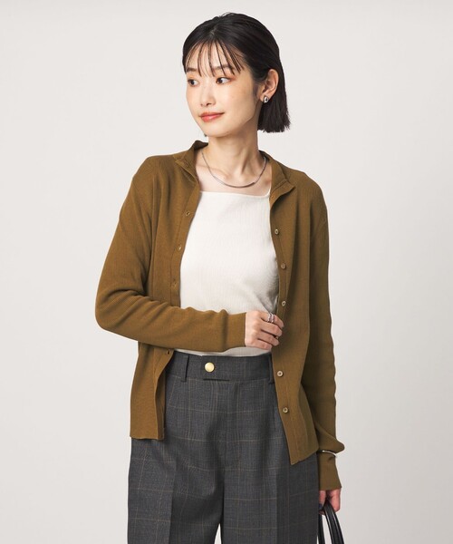 green label relaxing(グリーンレーベルリラクシング)の「<1_OF MINE>2WAYネック ニット カーディガン マシンウォッシャブル(カーディガン/ボレロ・レディース・オリーブ/ブラック/ホワイト・FREE)」の7枚目の写真
