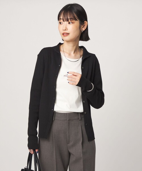 green label relaxing(グリーンレーベルリラクシング)の「<1_OF MINE>2WAYネック ニット カーディガン マシンウォッシャブル(カーディガン/ボレロ・レディース・オリーブ/ブラック/ホワイト・FREE)」の18枚目の写真
