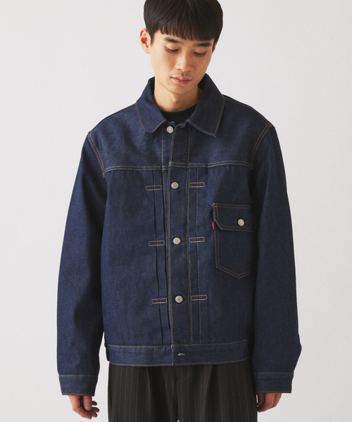 Levi's（リーバイス）の「Levi’s(R) / リーバイス 別注 TYPE1 ブランケット ライニング トラッカー（デニムジャケット・メンズ・ネイビー・SMALL/X-LARGE/LARGE/MEDIUM）」の2枚目の写真